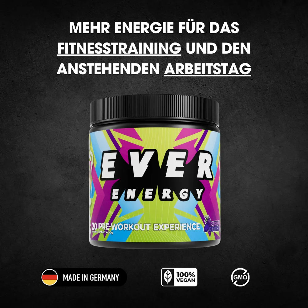 Pre Workout Experience liefert Energie für ein effektives Fitnesstraining und einen produktiven Tag.